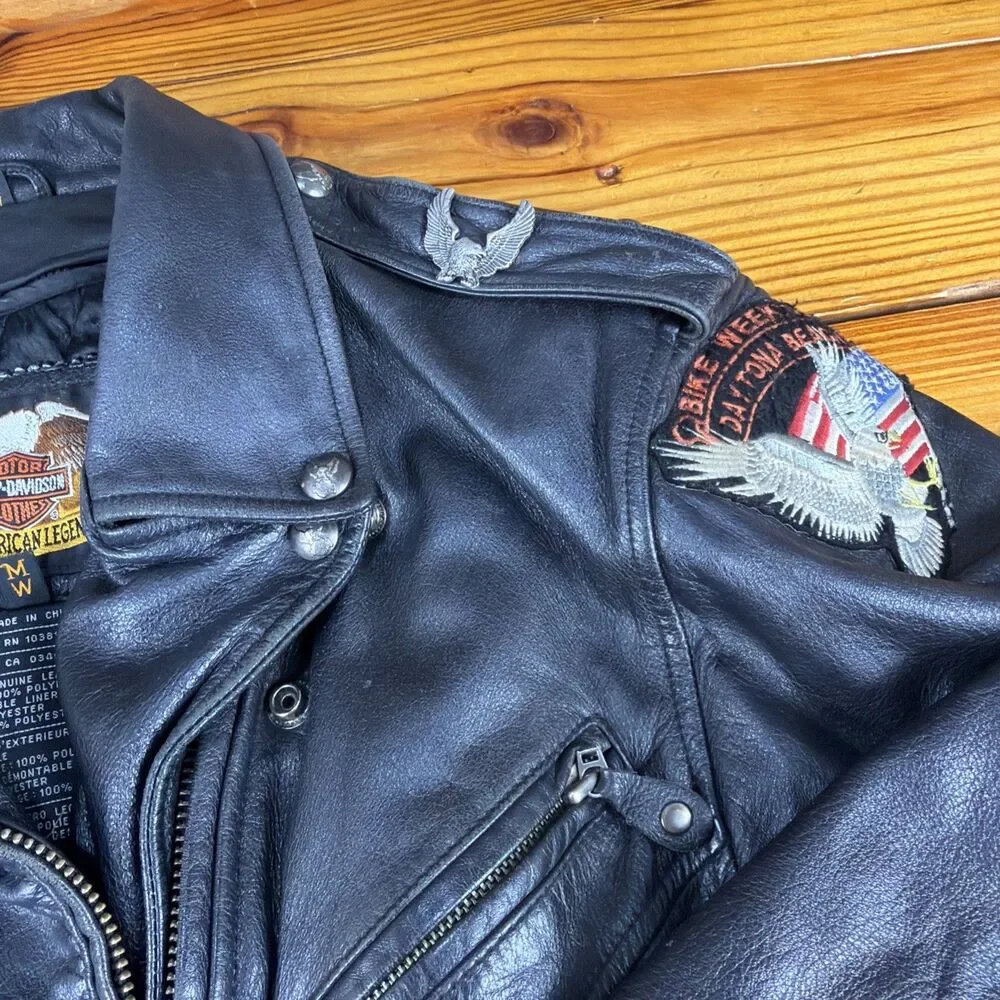 womens harley davidson leather jacket medium Vintage 2004 Removeable Liner!